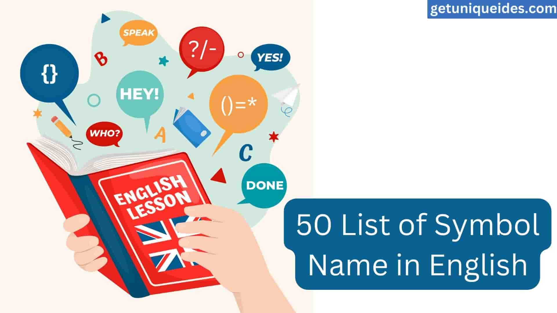 50 List of Symbol Name in English